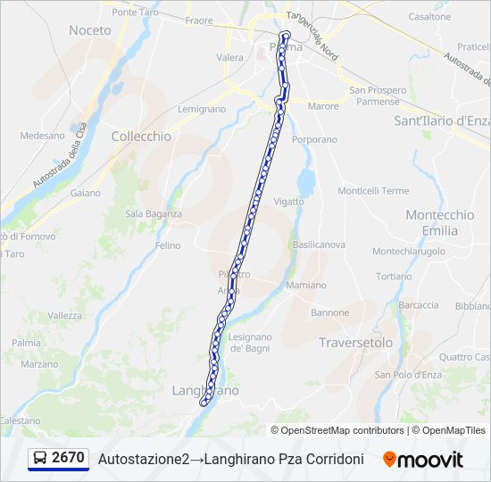 Percorso linea bus 2670