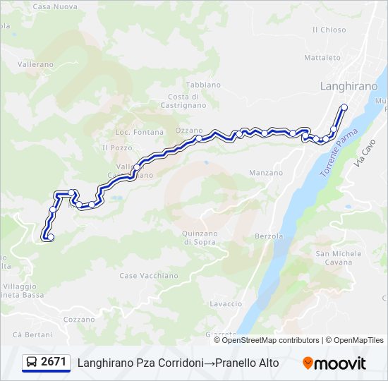 Percorso linea bus 2671