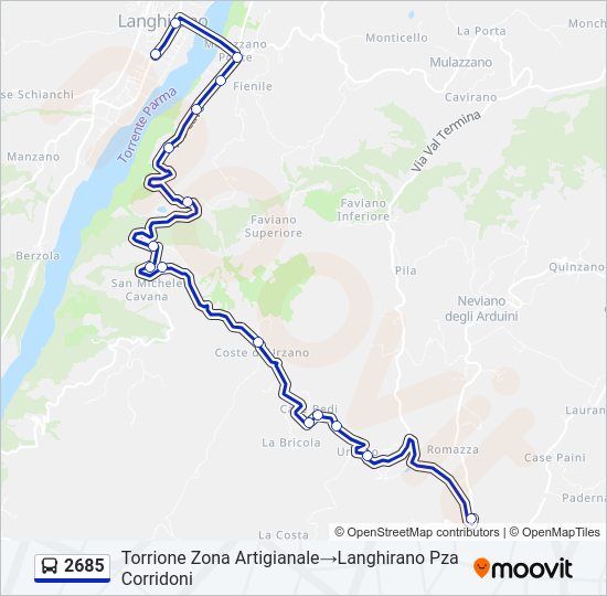 Percorso linea bus 2685