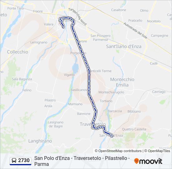Percorso linea bus 2730