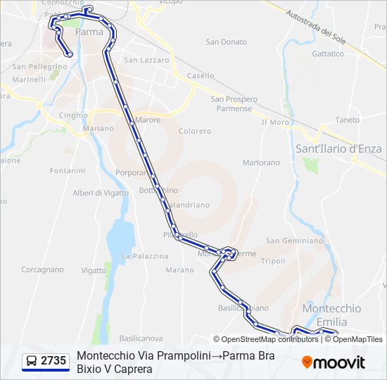 Percorso linea bus 2735