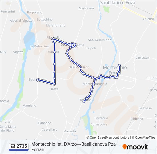 Percorso linea bus 2735