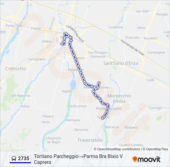 Percorso linea bus 2735