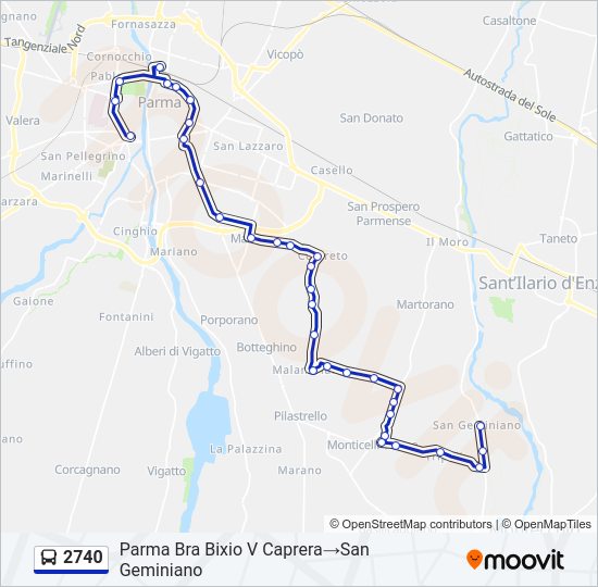 Percorso linea bus 2740