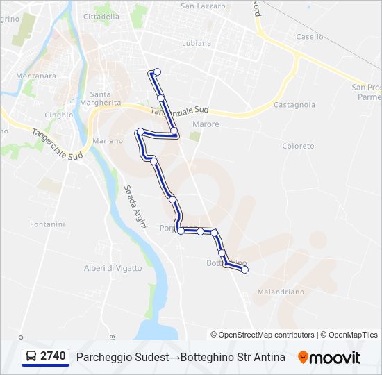 Percorso linea bus 2740