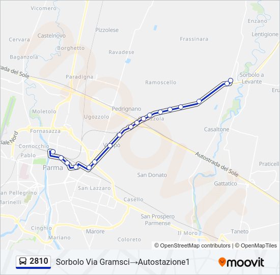 Percorso linea bus 2810