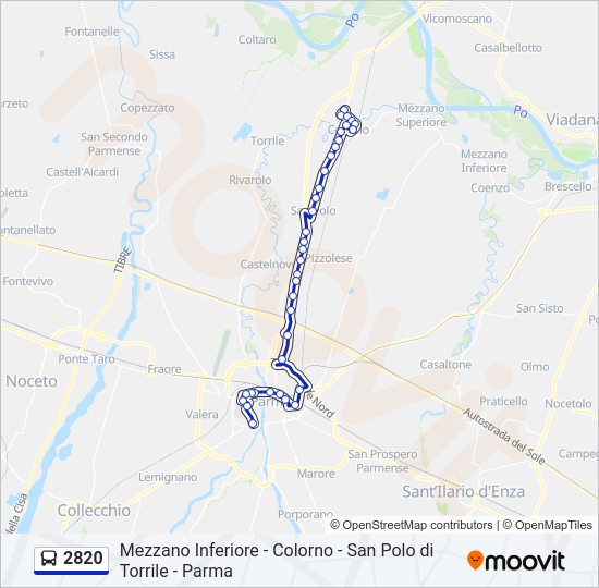 Percorso linea bus 2820