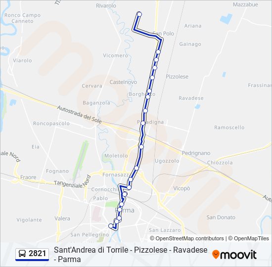 Percorso linea bus 2821