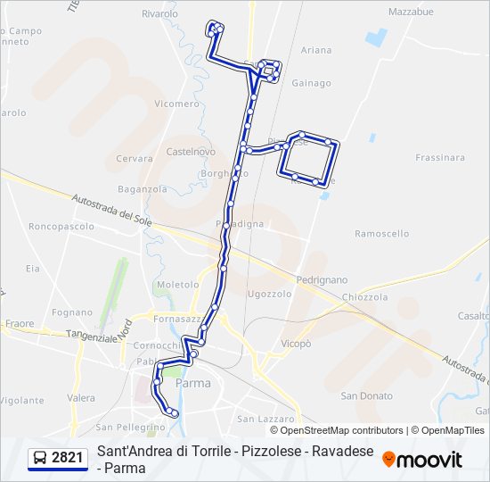 Percorso linea bus 2821