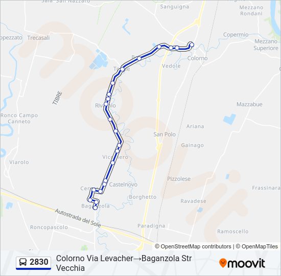 Percorso linea bus 2830
