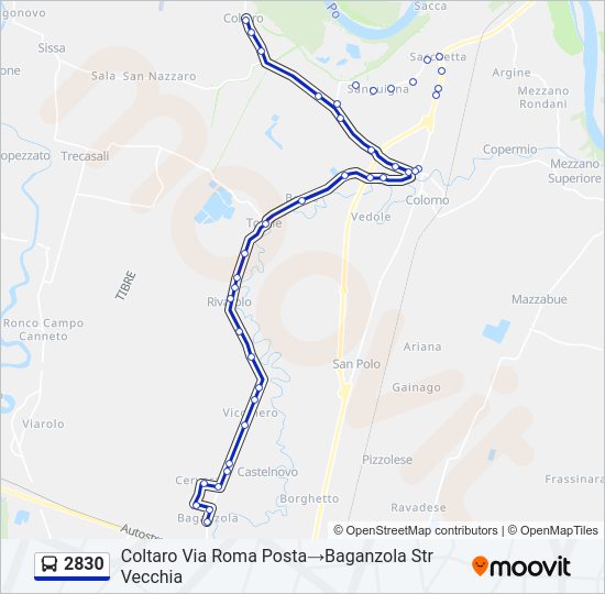 Percorso linea bus 2830