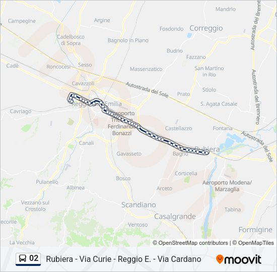 Percorso linea bus 02