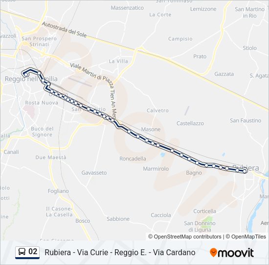 Percorso linea bus 02