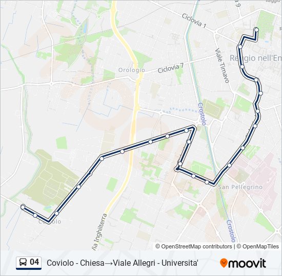 Percorso linea bus 04