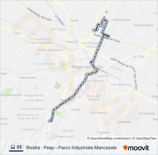 Percorso linea bus 05