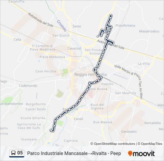Percorso linea bus 05