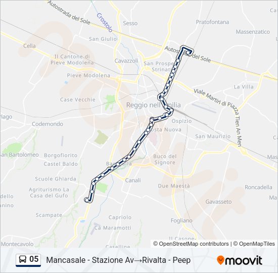 Percorso linea bus 05