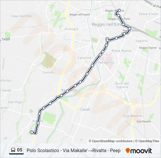 Percorso linea bus 05