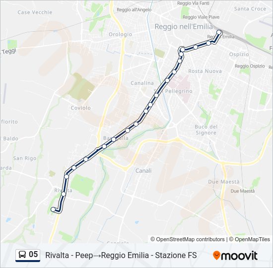 Percorso linea bus 05