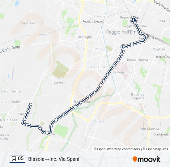 Percorso linea bus 05