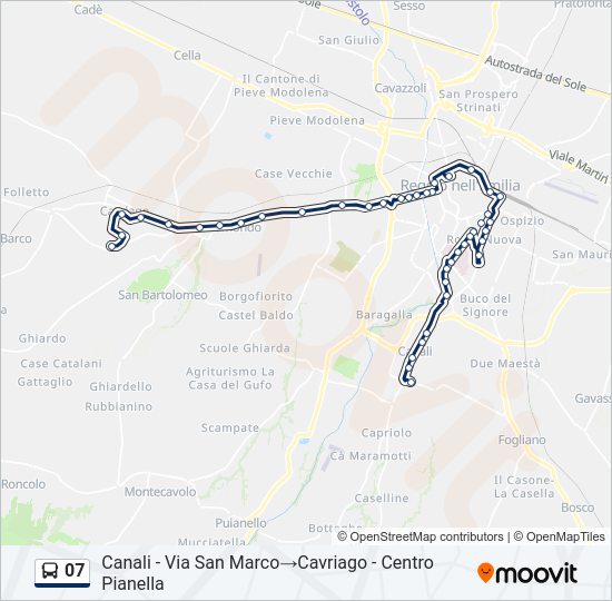 Percorso linea bus 07