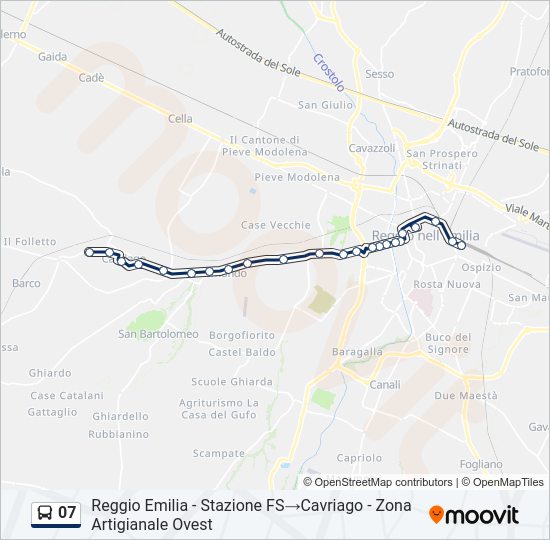 Percorso linea bus 07