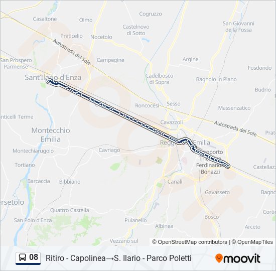 Percorso linea bus 08