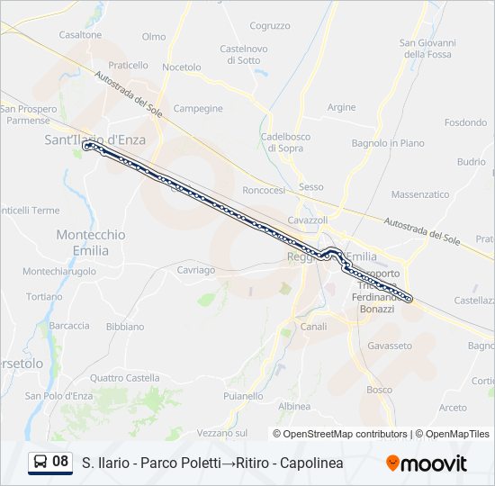 Percorso linea bus 08