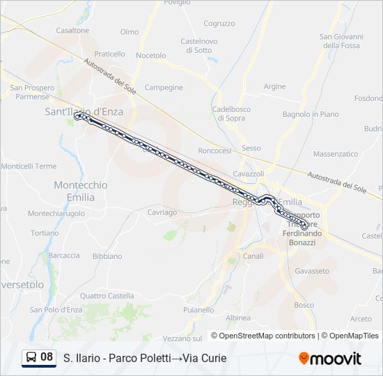 Percorso linea bus 08