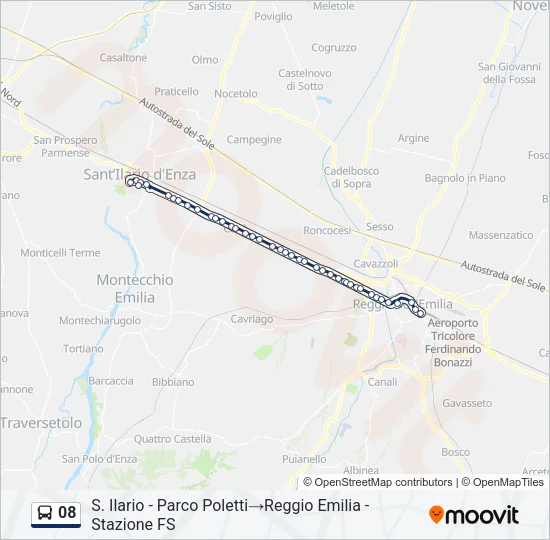 Percorso linea bus 08