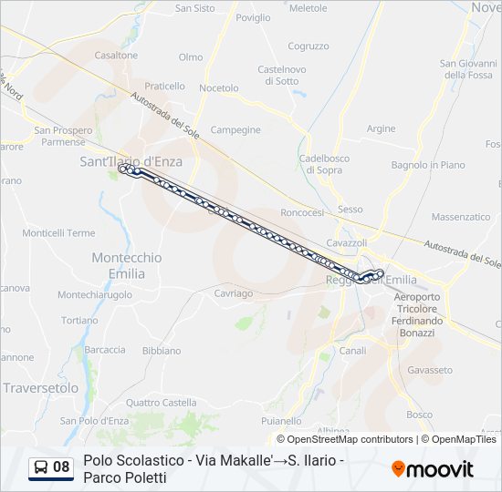 Percorso linea bus 08