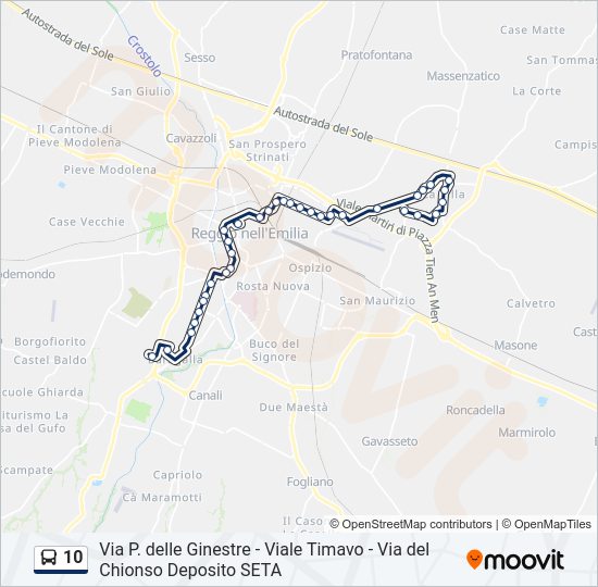 Percorso linea bus 10