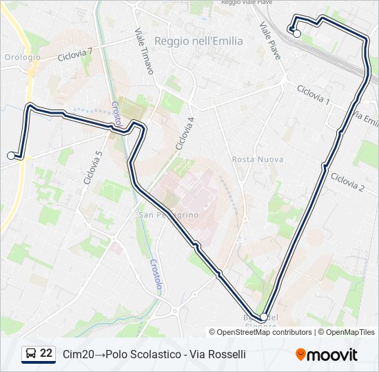 22 bus Line Map