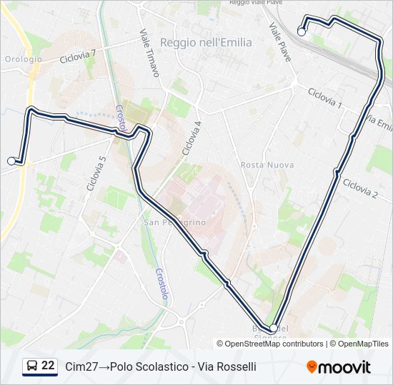 Percorso linea bus 22