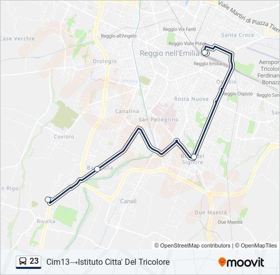 Percorso linea bus 23