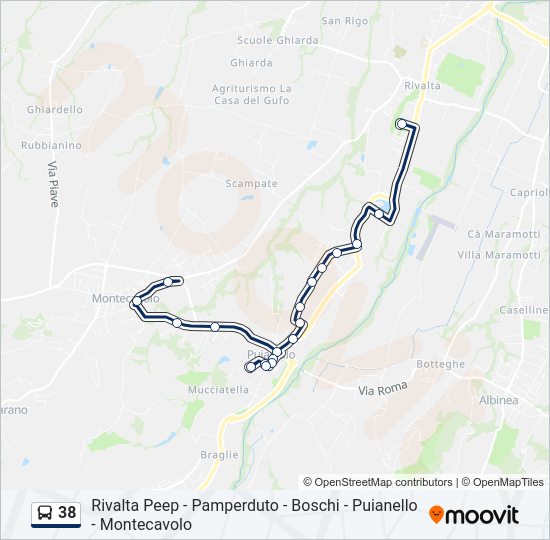 Percorso linea bus 38