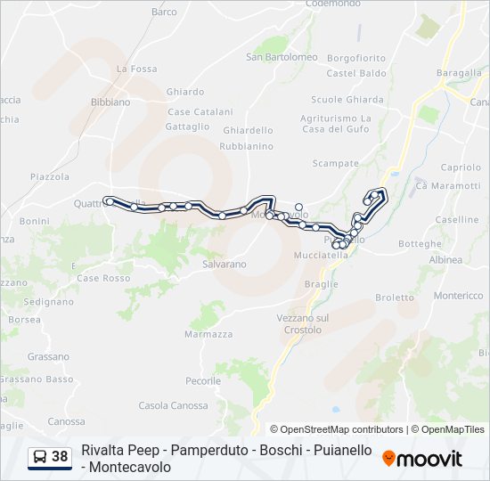 Percorso linea bus 38