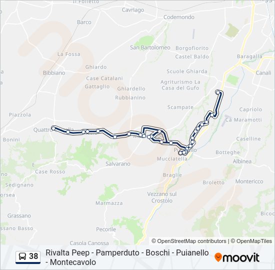 Percorso linea bus 38