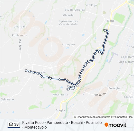 Percorso linea bus 38