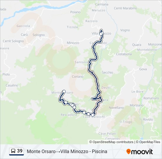 Percorso linea bus 39