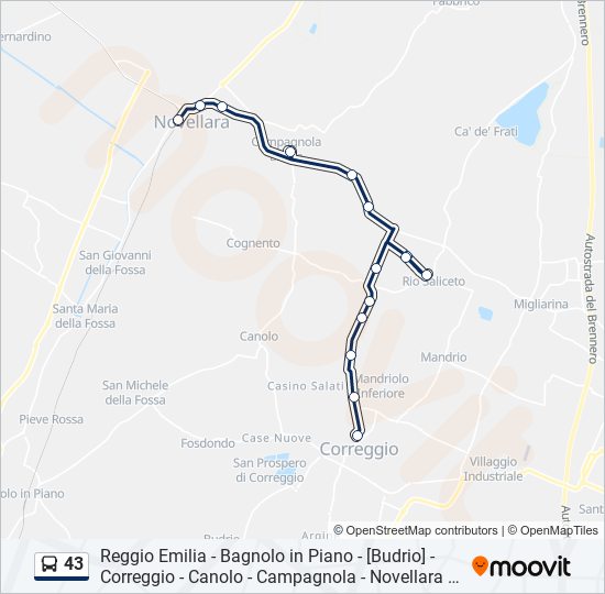 43 bus Line Map