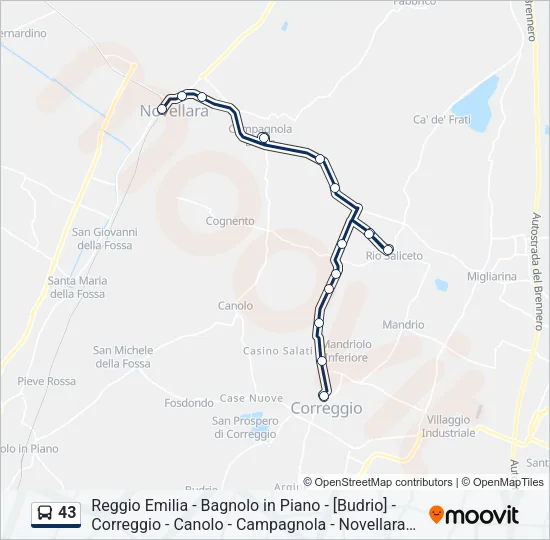 43 Bus Line Map