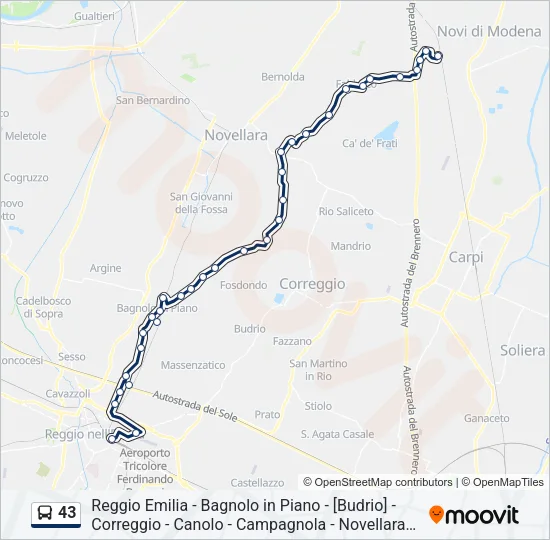 43 Bus Line Map