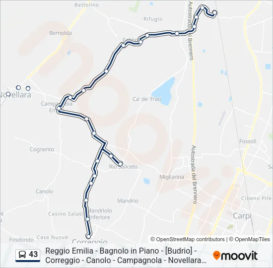43 Bus Line Map
