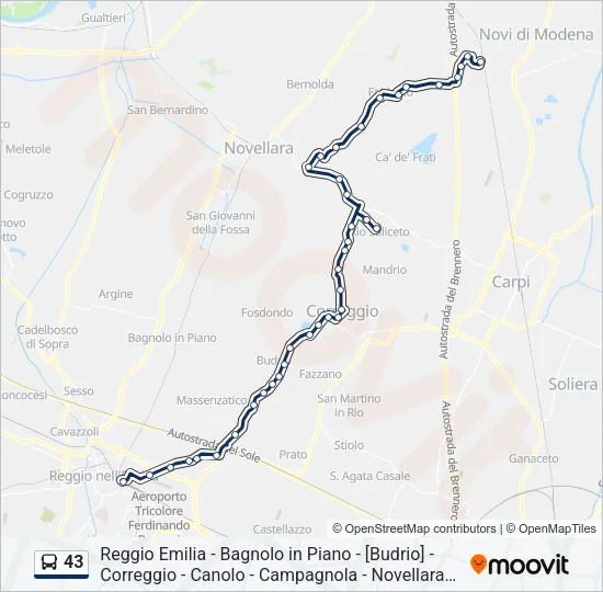 43 Bus Line Map