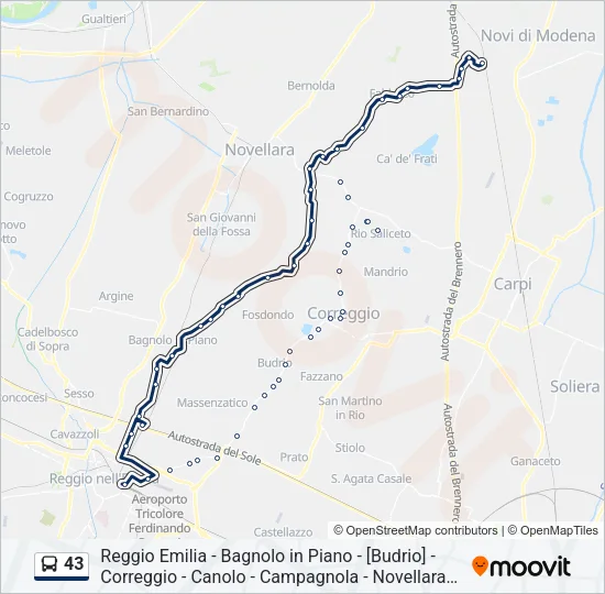 43 Bus Line Map