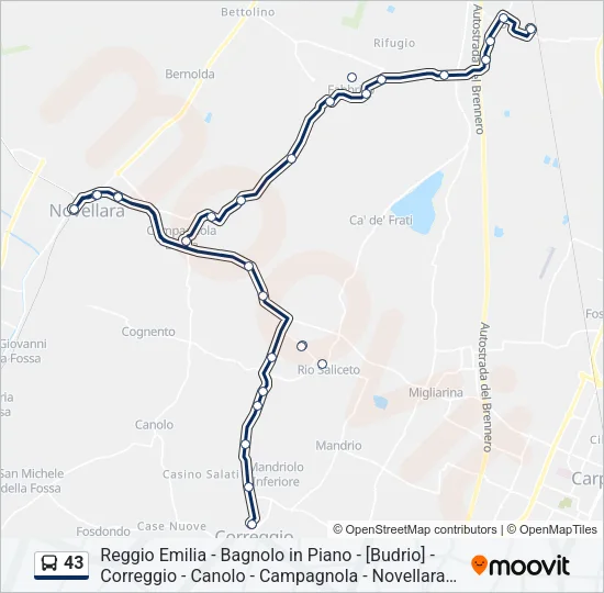 43 Bus Line Map