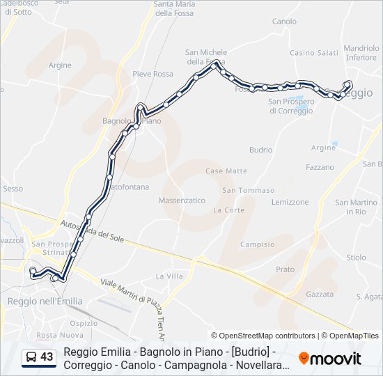 Percorso linea bus 43