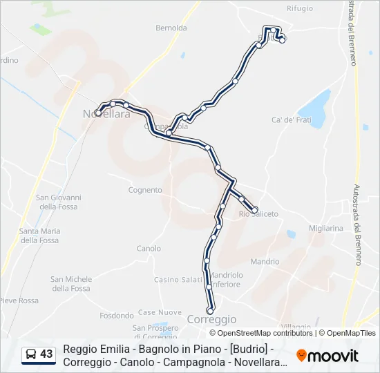 43 Bus Line Map