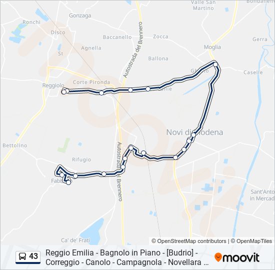 43 bus Line Map